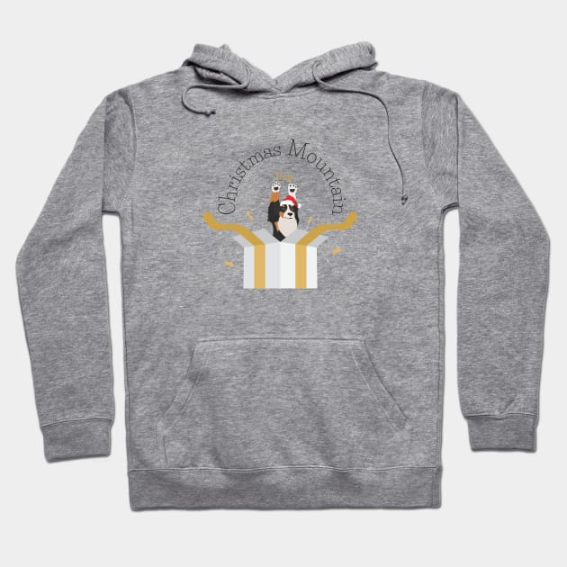 Bernese Mountain Dog Inside Christmas Box Hoodie by Seasonal Dogs